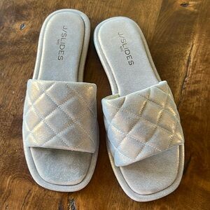 J/SLIDES NYC Yole Sandal Quilted Metallic Slip On Slide